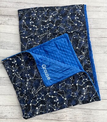 Weighted blanket Full size 55”X72” Glow in the dark stars anxiety sleep compression - image1